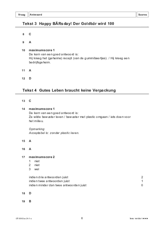 Correctievoorschrift examen VMBO GLTL Duits 2024, tijdvak 1. Pagina 6