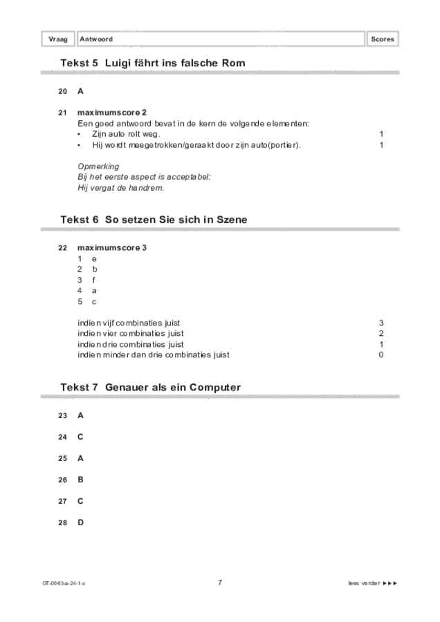 Correctievoorschrift examen VMBO GLTL Duits 2024, tijdvak 1. Pagina 7