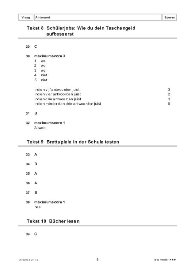 Correctievoorschrift examen VMBO GLTL Duits 2024, tijdvak 1. Pagina 8
