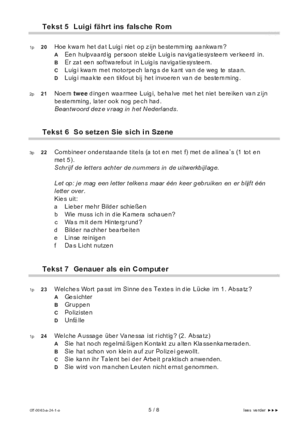 Opgaven examen VMBO GLTL Duits 2024, tijdvak 1. Pagina 5