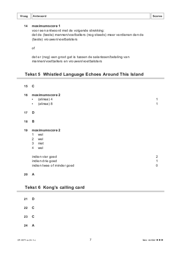 Correctievoorschrift examen VMBO GLTL Engels 2024, tijdvak 1. Pagina 7