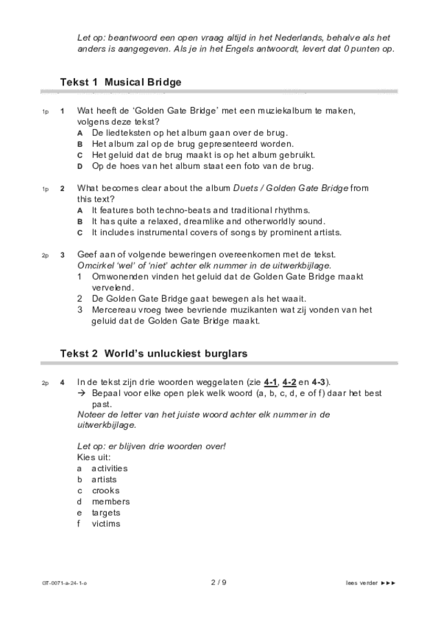 Opgaven examen VMBO GLTL Engels 2024, tijdvak 1. Pagina 2