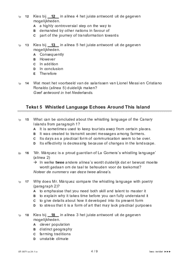 Opgaven examen VMBO GLTL Engels 2024, tijdvak 1. Pagina 4