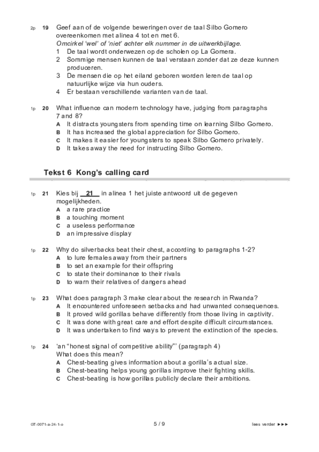 Opgaven examen VMBO GLTL Engels 2024, tijdvak 1. Pagina 5