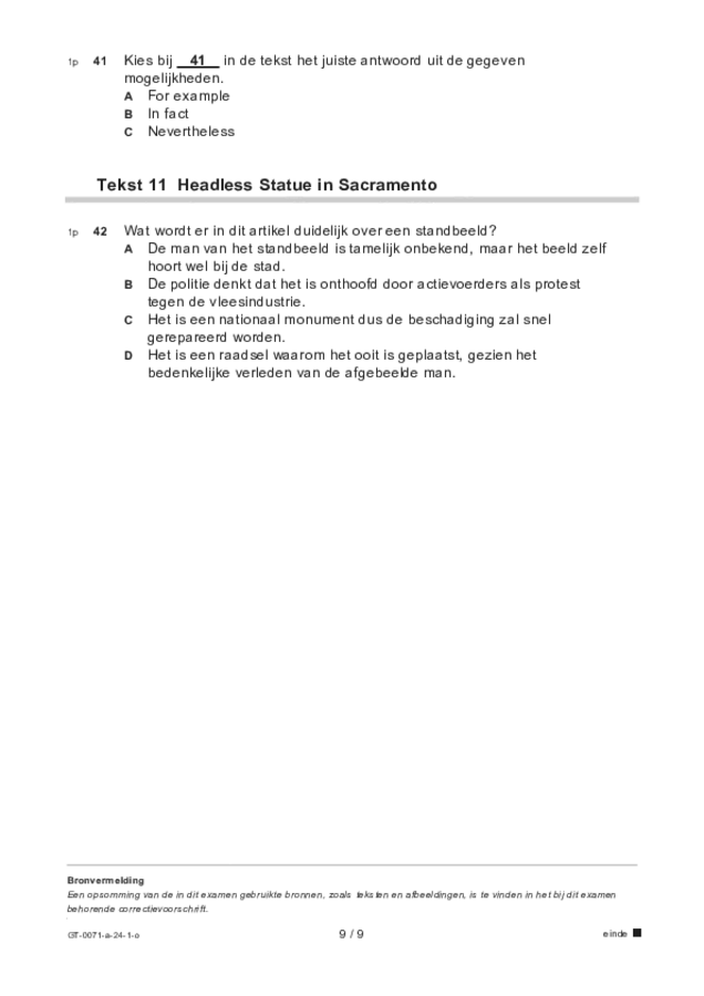 Opgaven examen VMBO GLTL Engels 2024, tijdvak 1. Pagina 9