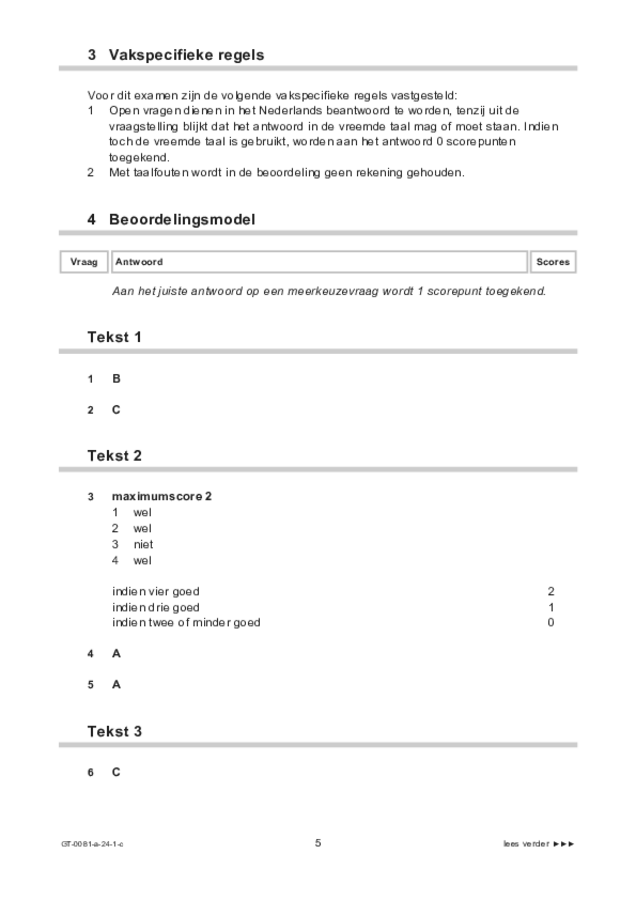 Correctievoorschrift examen VMBO GLTL Spaans 2024, tijdvak 1. Pagina 5