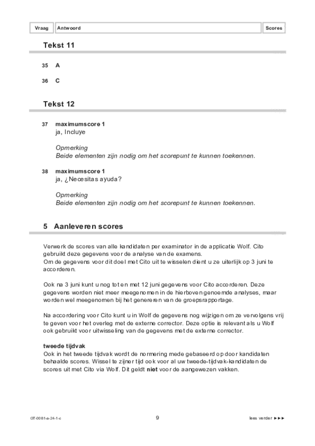 Correctievoorschrift examen VMBO GLTL Spaans 2024, tijdvak 1. Pagina 9