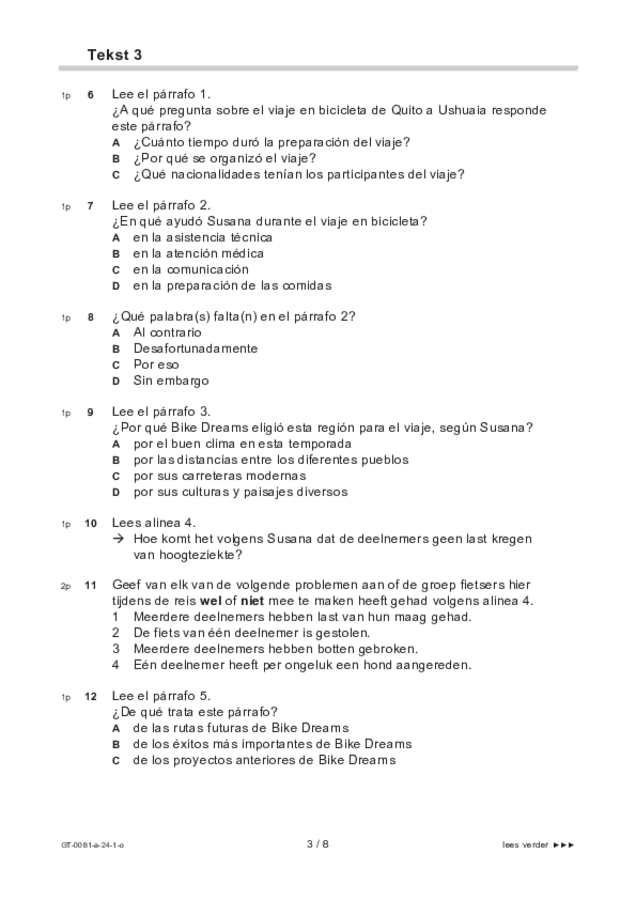 Opgaven examen VMBO GLTL Spaans 2024, tijdvak 1. Pagina 3