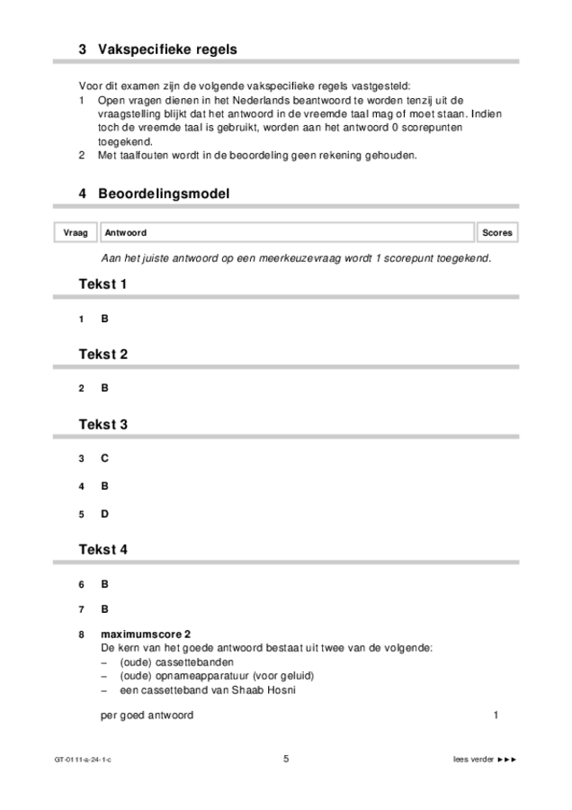 Correctievoorschrift examen VMBO GLTL Arabisch 2024, tijdvak 1. Pagina 5