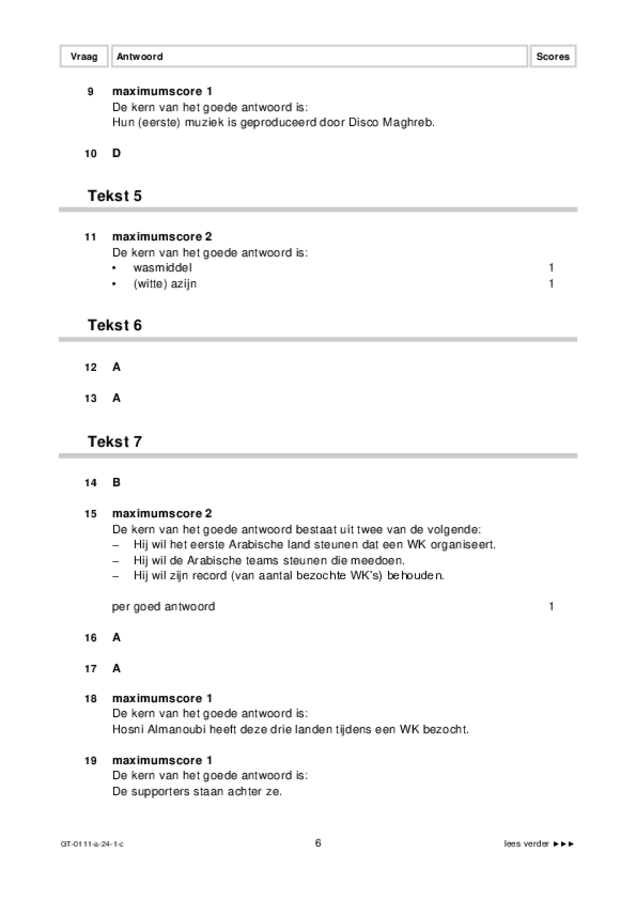 Correctievoorschrift examen VMBO GLTL Arabisch 2024, tijdvak 1. Pagina 6