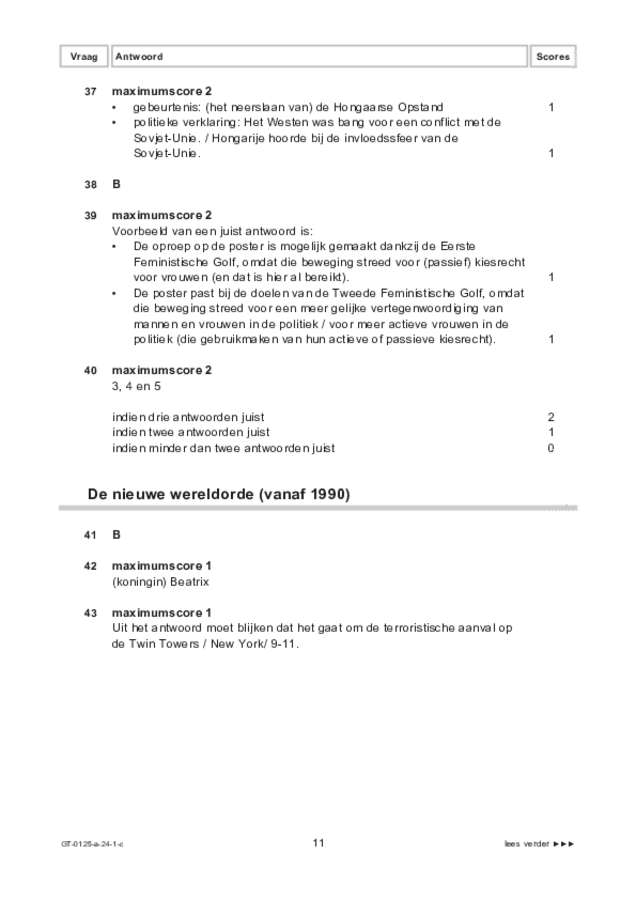 Correctievoorschrift examen VMBO GLTL geschiedenis 2024, tijdvak 1. Pagina 11