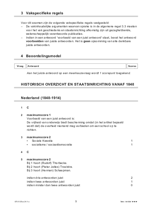 Correctievoorschrift examen VMBO GLTL geschiedenis 2024, tijdvak 1. Pagina 5