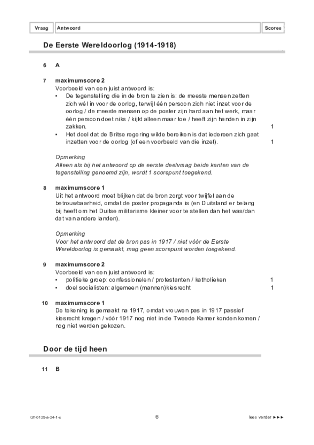 Correctievoorschrift examen VMBO GLTL geschiedenis 2024, tijdvak 1. Pagina 6