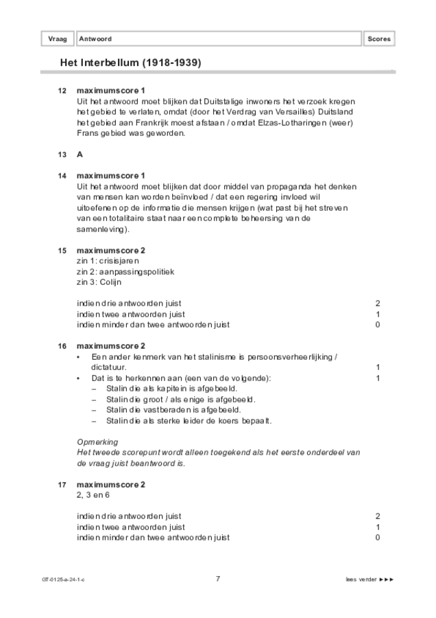 Correctievoorschrift examen VMBO GLTL geschiedenis 2024, tijdvak 1. Pagina 7