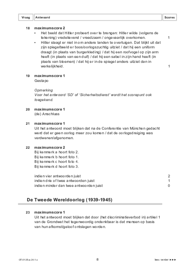 Correctievoorschrift examen VMBO GLTL geschiedenis 2024, tijdvak 1. Pagina 8