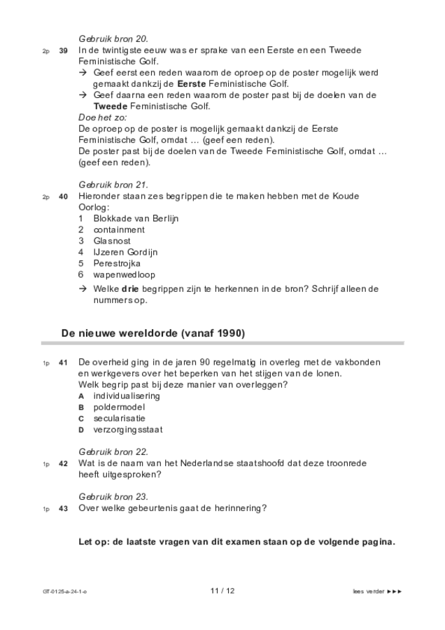 Opgaven examen VMBO GLTL geschiedenis 2024, tijdvak 1. Pagina 11