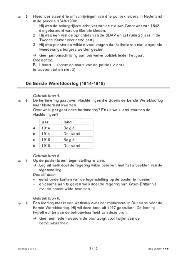 Opgaven examen VMBO GLTL geschiedenis 2024, tijdvak 1. Pagina 3