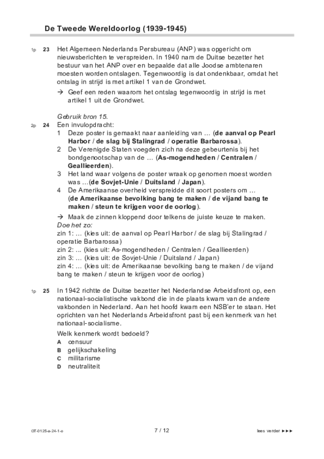 Opgaven examen VMBO GLTL geschiedenis 2024, tijdvak 1. Pagina 7