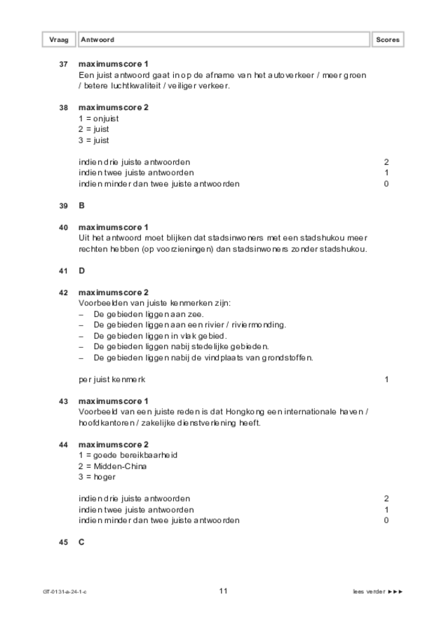 Correctievoorschrift examen VMBO GLTL aardrijkskunde 2024, tijdvak 1. Pagina 11