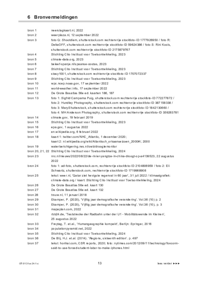 Correctievoorschrift examen VMBO GLTL aardrijkskunde 2024, tijdvak 1. Pagina 13