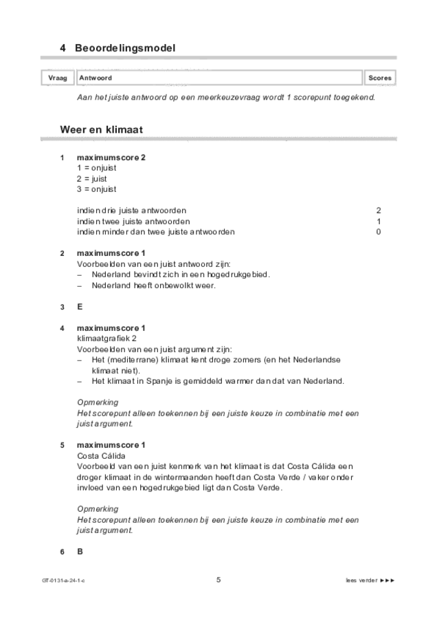 Correctievoorschrift examen VMBO GLTL aardrijkskunde 2024, tijdvak 1. Pagina 5