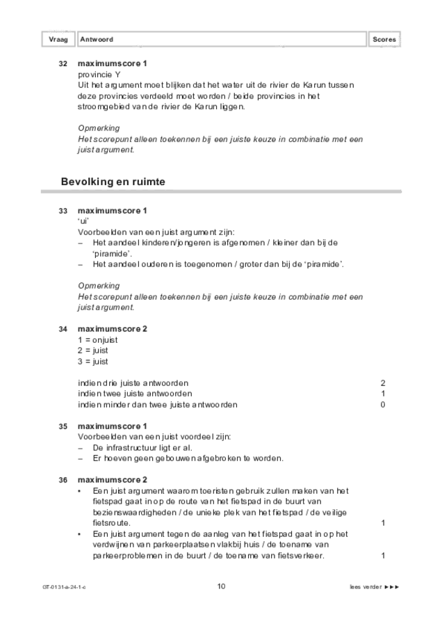 Correctievoorschrift examen VMBO GLTL aardrijkskunde 2024, tijdvak 1. Pagina 10