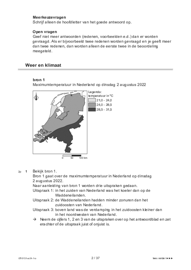 Opgaven examen VMBO GLTL aardrijkskunde 2024, tijdvak 1. Pagina 2