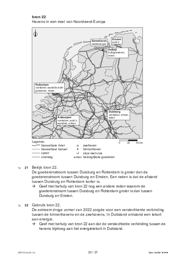 Opgaven examen VMBO GLTL aardrijkskunde 2024, tijdvak 1. Pagina 20