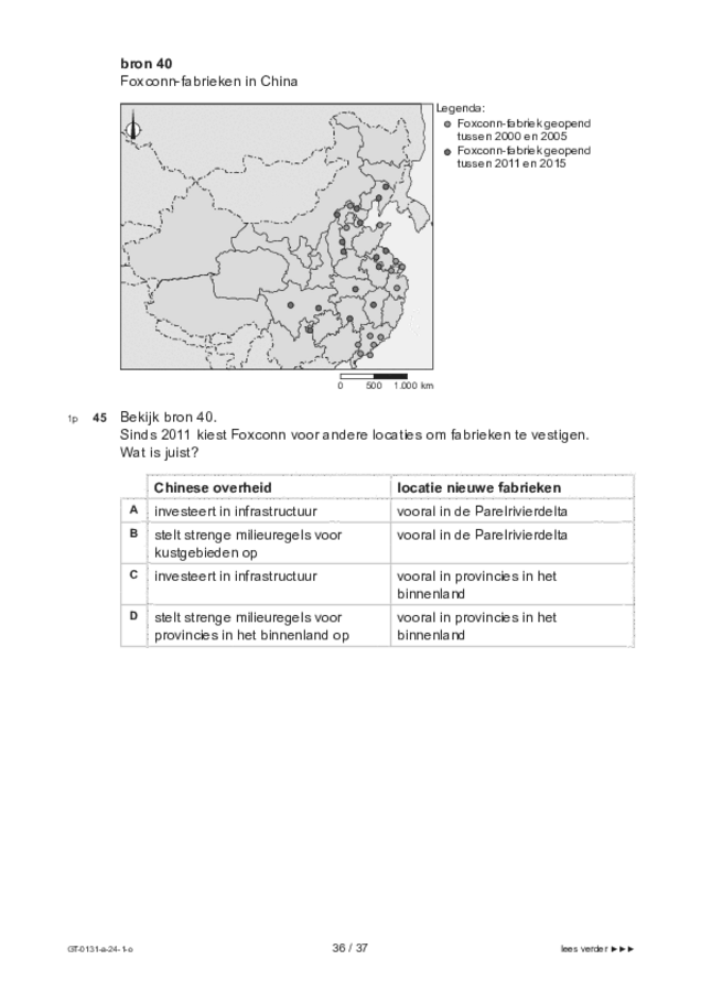 Opgaven examen VMBO GLTL aardrijkskunde 2024, tijdvak 1. Pagina 36