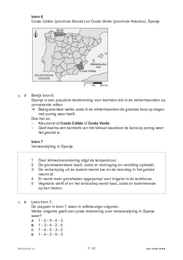 Opgaven examen VMBO GLTL aardrijkskunde 2024, tijdvak 1. Pagina 7