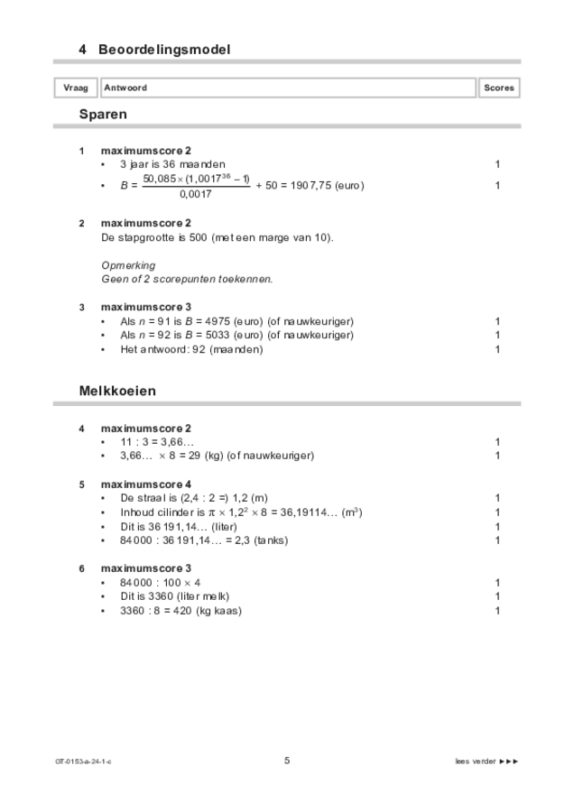 Correctievoorschrift examen VMBO GLTL wiskunde 2024, tijdvak 1. Pagina 5