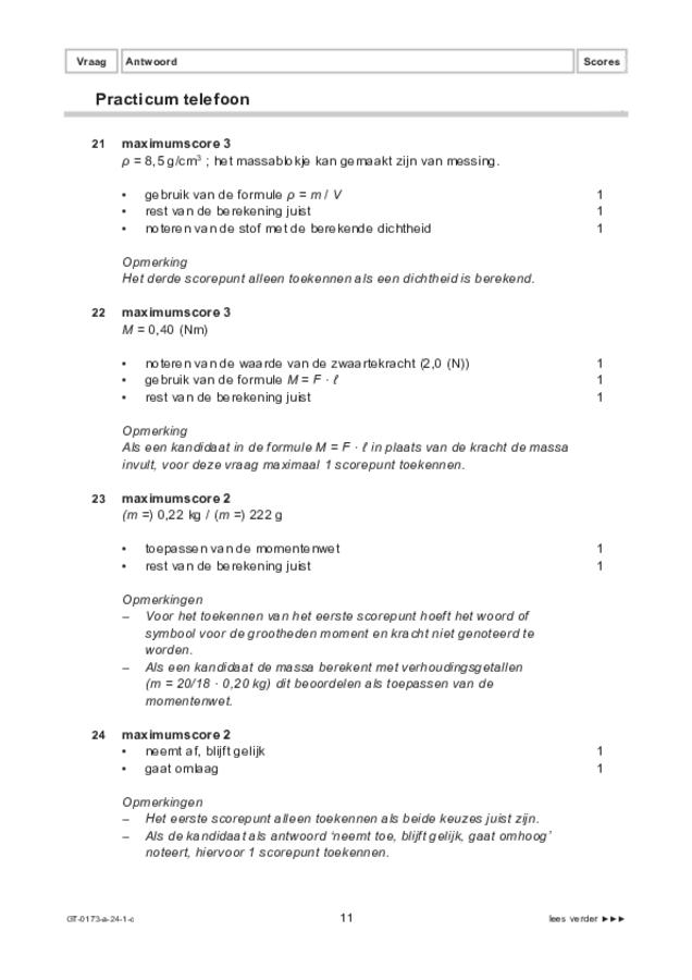 Correctievoorschrift examen VMBO GLTL natuur- en scheikunde 1 2024, tijdvak 1. Pagina 11