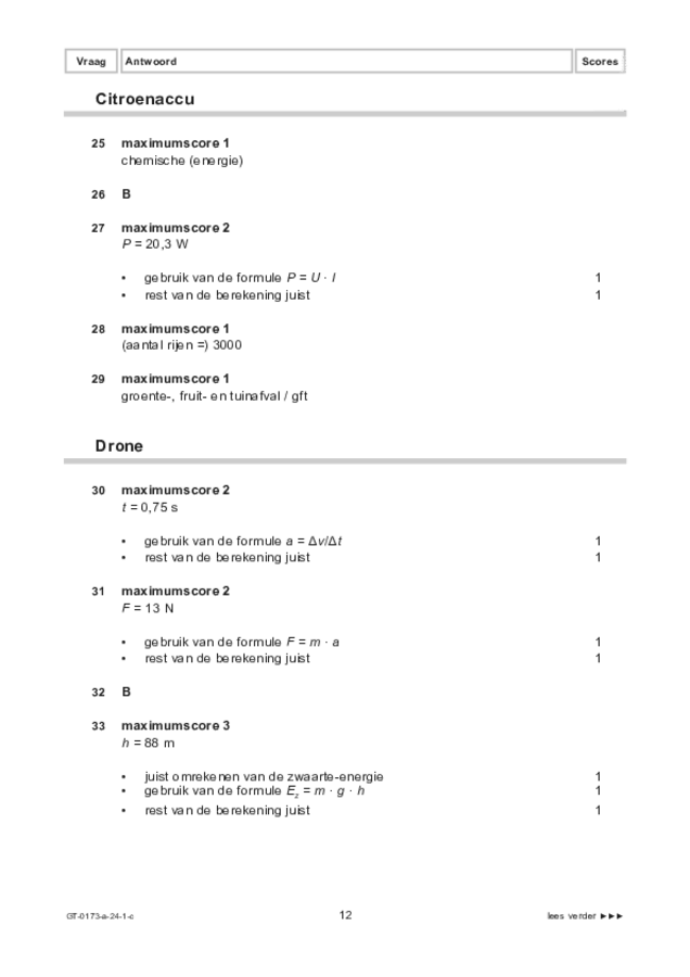 Correctievoorschrift examen VMBO GLTL natuur- en scheikunde 1 2024, tijdvak 1. Pagina 12