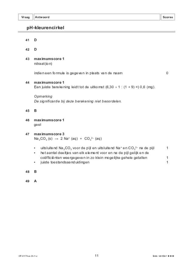 Correctievoorschrift examen VMBO GLTL natuur- en scheikunde 2 2024, tijdvak 1. Pagina 11