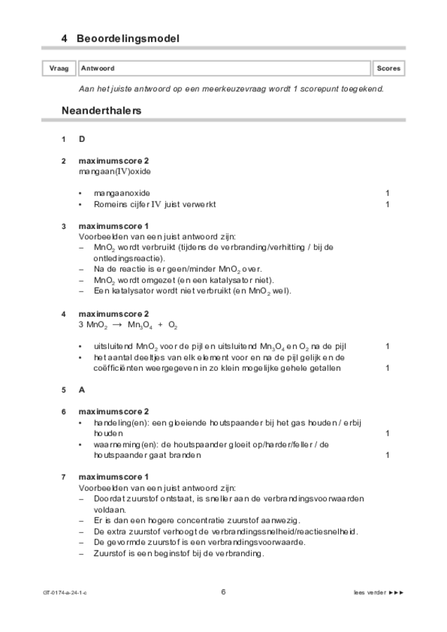 Correctievoorschrift examen VMBO GLTL natuur- en scheikunde 2 2024, tijdvak 1. Pagina 6