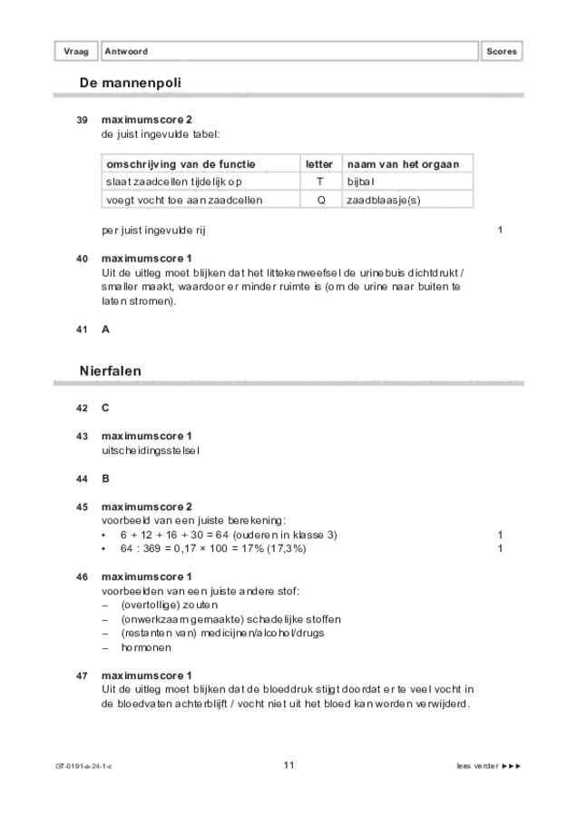 Correctievoorschrift examen VMBO GLTL biologie 2024, tijdvak 1. Pagina 11