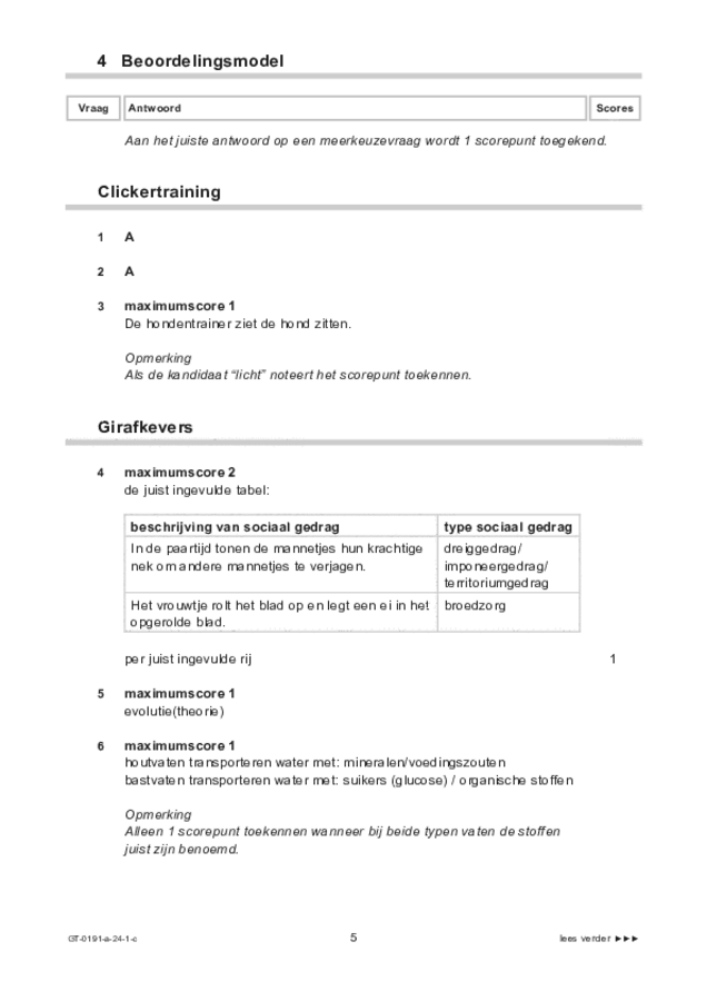 Correctievoorschrift examen VMBO GLTL biologie 2024, tijdvak 1. Pagina 5