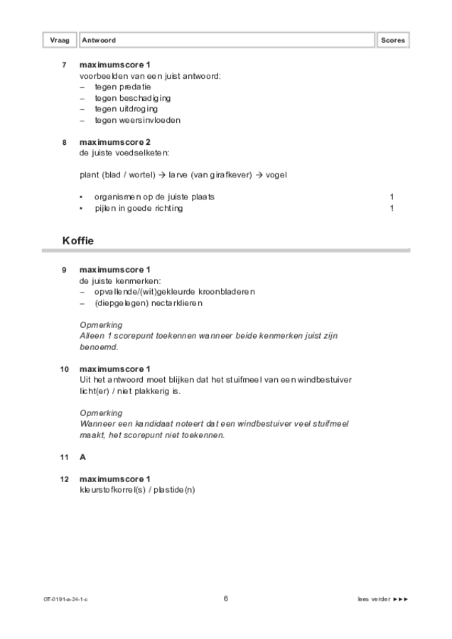 Correctievoorschrift examen VMBO GLTL biologie 2024, tijdvak 1. Pagina 6