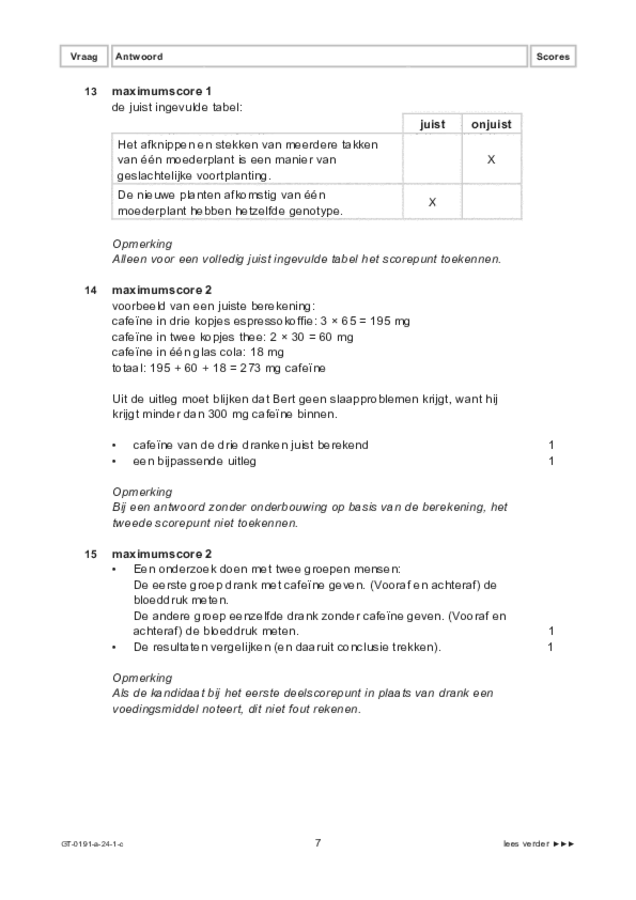 Correctievoorschrift examen VMBO GLTL biologie 2024, tijdvak 1. Pagina 7