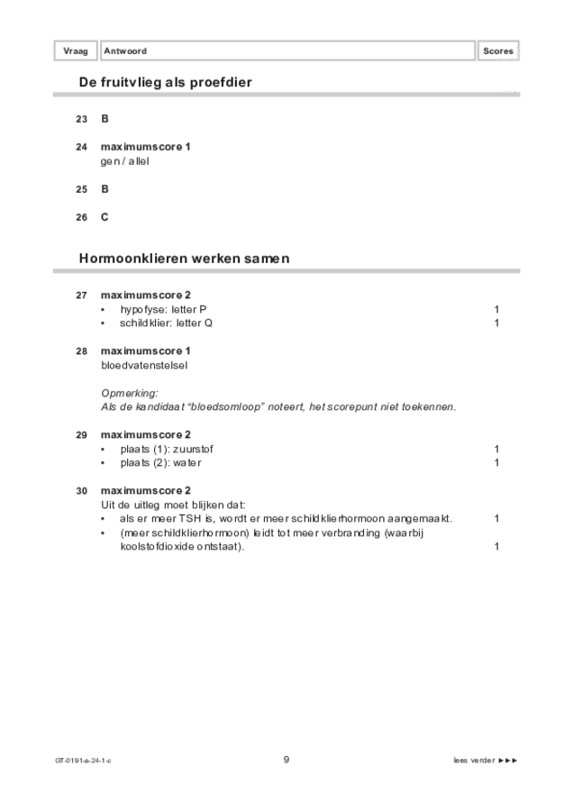 Correctievoorschrift examen VMBO GLTL biologie 2024, tijdvak 1. Pagina 9