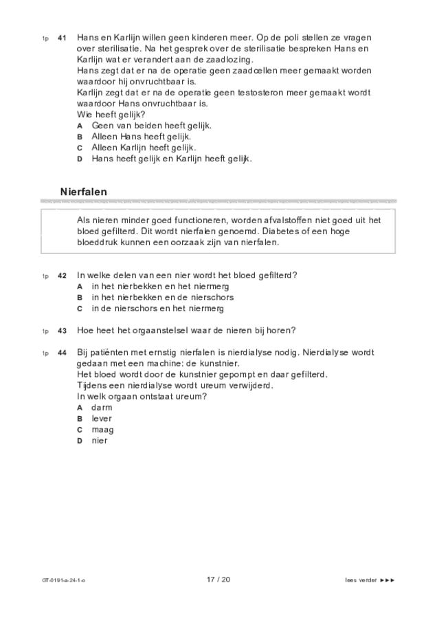 Opgaven examen VMBO GLTL biologie 2024, tijdvak 1. Pagina 17