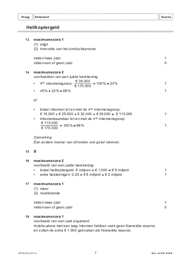 Correctievoorschrift examen VMBO GLTL economie 2024, tijdvak 1. Pagina 7