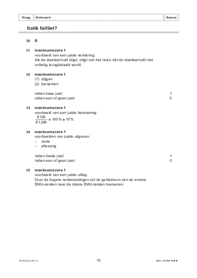 Correctievoorschrift examen VMBO GLTL economie 2024, tijdvak 1. Pagina 10