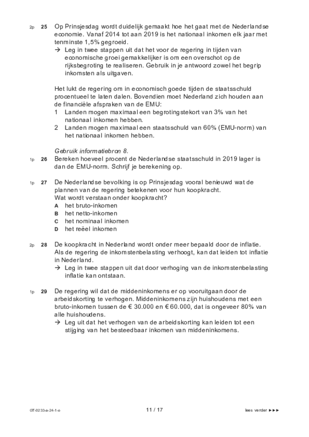 Opgaven examen VMBO GLTL economie 2024, tijdvak 1. Pagina 11