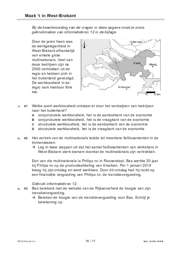 Opgaven examen VMBO GLTL economie 2024, tijdvak 1. Pagina 16