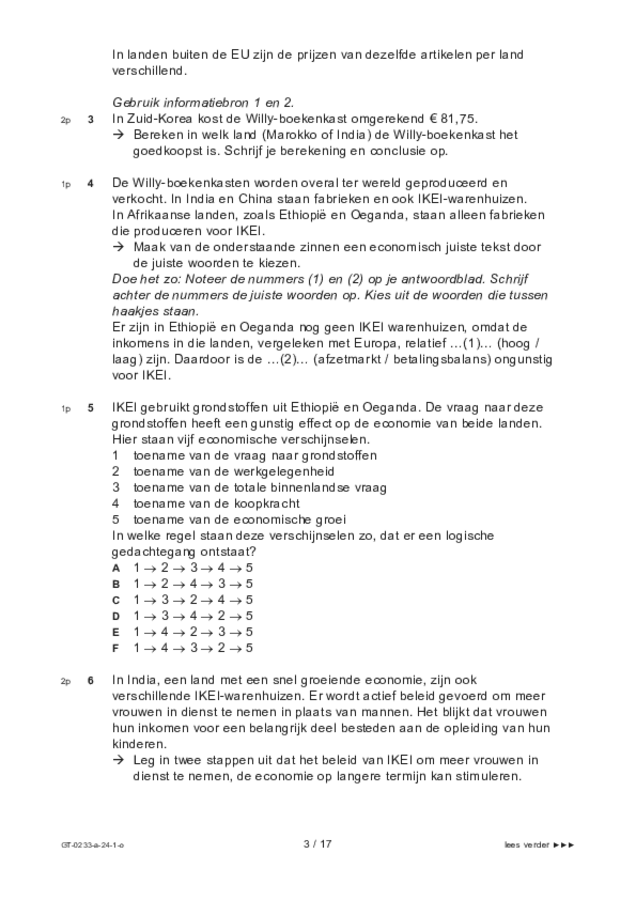 Opgaven examen VMBO GLTL economie 2024, tijdvak 1. Pagina 3