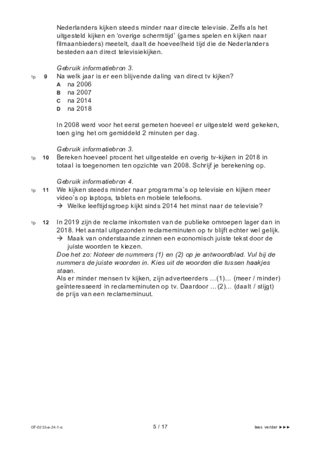 Opgaven examen VMBO GLTL economie 2024, tijdvak 1. Pagina 5