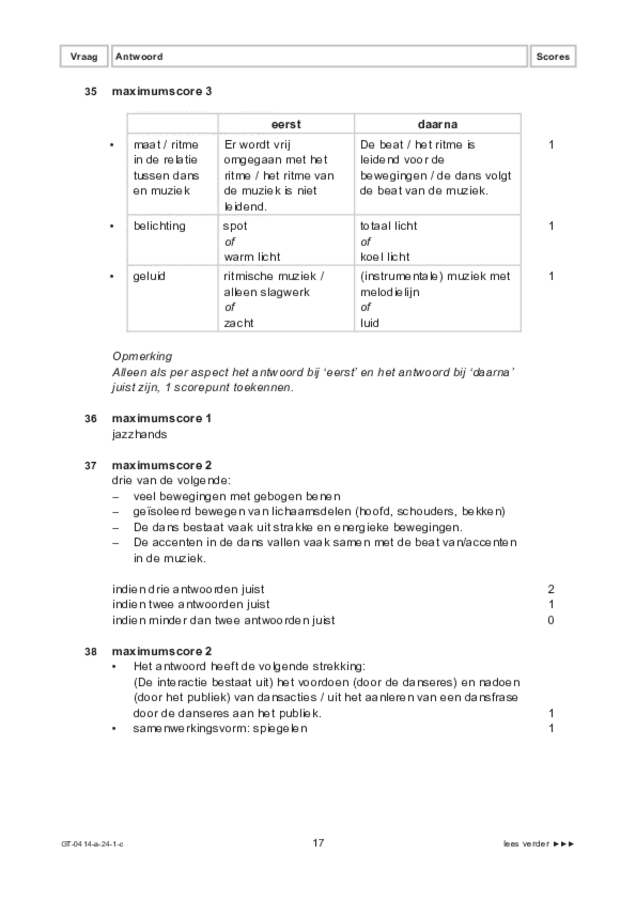 Correctievoorschrift examen VMBO GLTL dans 2024, tijdvak 1. Pagina 17