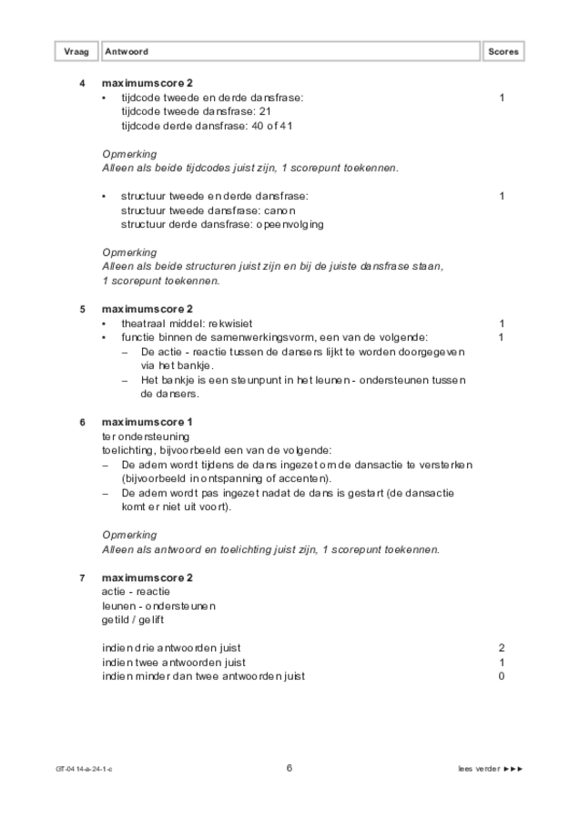 Correctievoorschrift examen VMBO GLTL dans 2024, tijdvak 1. Pagina 6