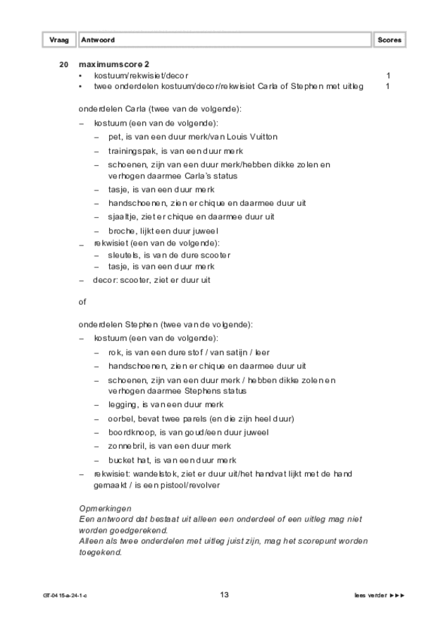 Correctievoorschrift examen VMBO GLTL drama 2024, tijdvak 1. Pagina 13